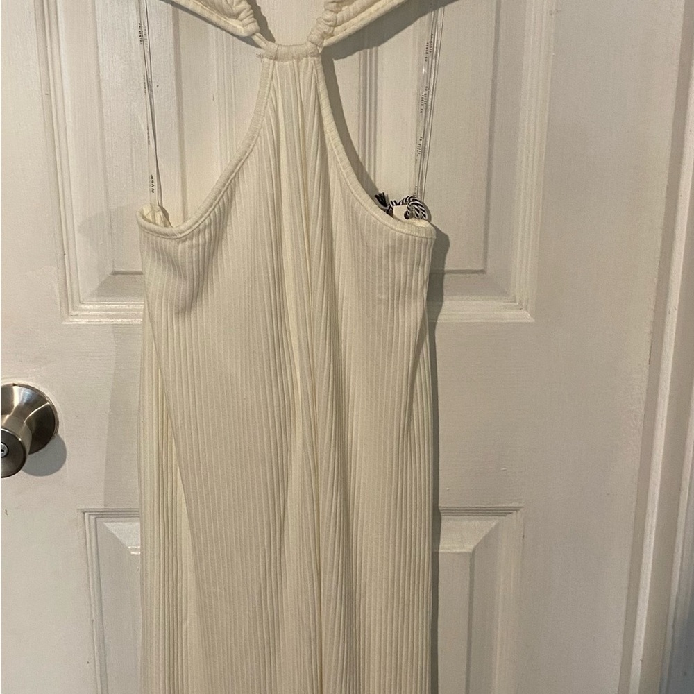 Elegant Cream Halter Dress